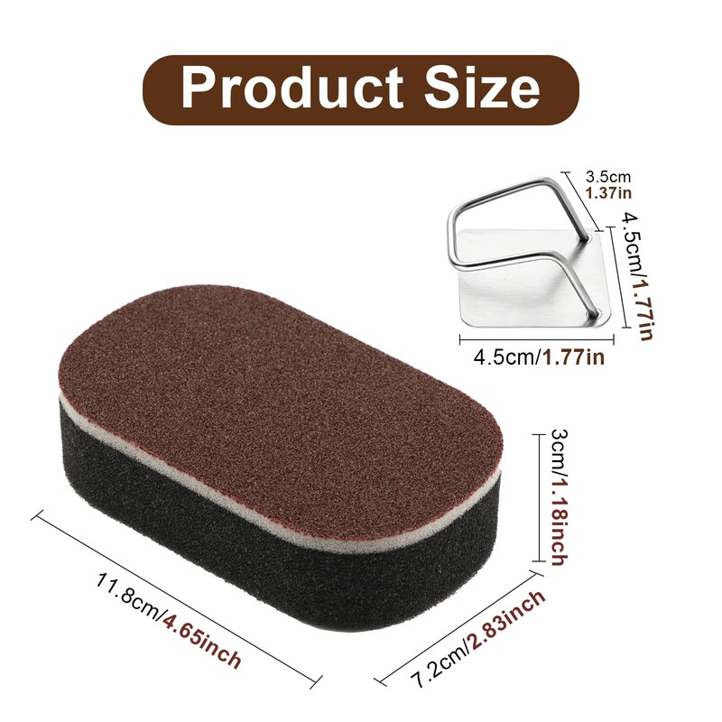 5 Pack Carborundum Sponge with Holder, Nano Emery Scrub Sponge