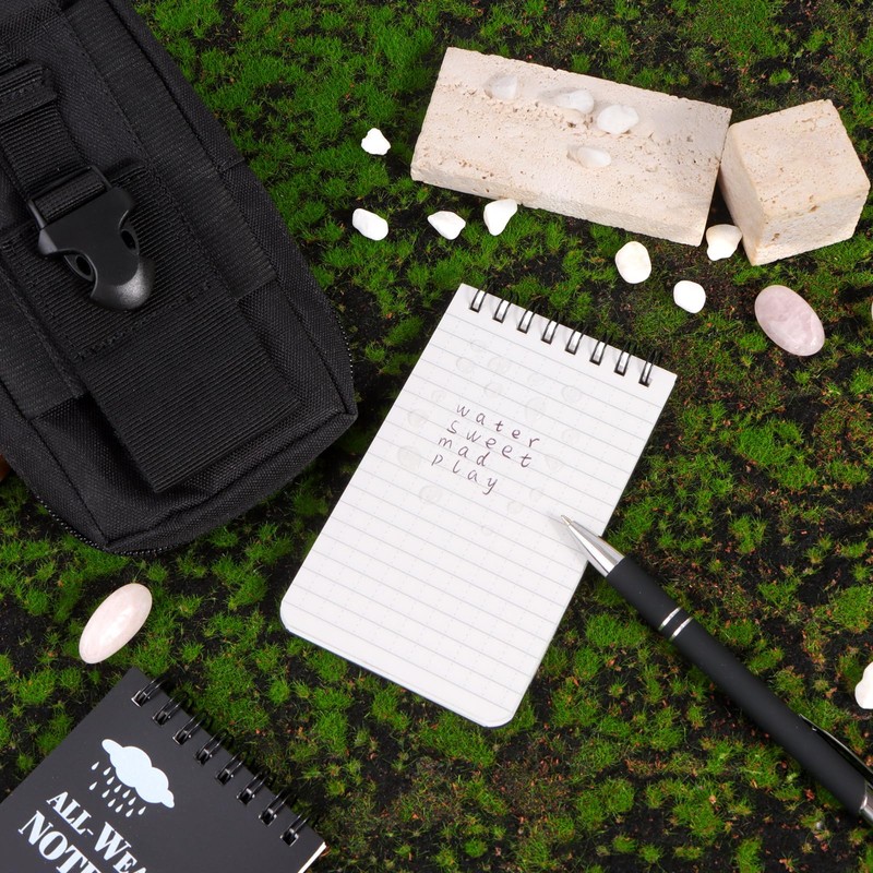 HAOWANWW 5 Pcs Waterproof Notepad Pen Set Waterproof Notebook Mini