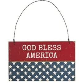 Patriotic Christmas Ornament, Rustic USA Farmhouse Décor Tree Decorations by Christmas Market Ornaments - God Bless America