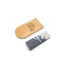 Genuine Soft (Medium) Arkansas Novaculite Pocket Knife Sharpening Stone 3" x 1" x 1/2" in Imitation Leather Pouch (Soft (Medium))- P/N 30079
