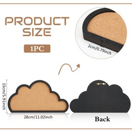 BENECREAT Cloud Pin Board Cork Board Wall Mounted Cork Board, 0.8" Thick Bulletin Display Board for Brooch Pin Storage, Office Home and School Decor, 11x6"