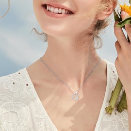 LWXIE Diamond Faith Necklace for Women 925 Sterling Silver Religious Faith Heart Pendant Necklace with Lab Grown Diamond Christian Jewelry Gifts for Her