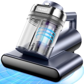 Teant Upgrade Cordless Mattress Vacuum with 18kPa Ultra-Deep Suction, 2-Speed Bed Vacuum with 33000 RPM/Min Roller Brush, 253.7nm UV-C Light & LED Display, HEPA, 149℉ Heat, Aroma & Anion for Bed Sofa