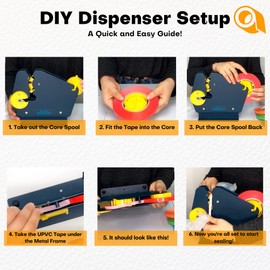 WOD ET-808K Metal Constructed Wide Neck Poly Bag Sealer Taper Dispenser with Trimmer Blade - Ideal for Sealing Large Volume UPVC Bags: Fits Up to 3/4 inch Wide (Holds 3 inch Core)