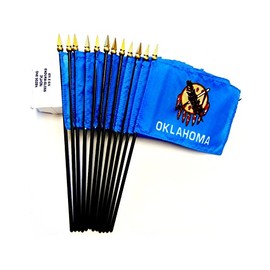 12 Oklahoma Desk Flags 4x6 Inch American Made Miniature Table Flags; 12 Small Mini Flags