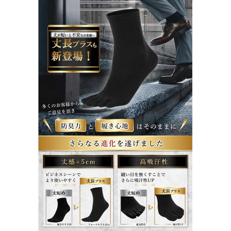 maffole Men's Five-Toe Socks, Copper Ion, Chemical-free, Antibacterial, Odor Resistant,