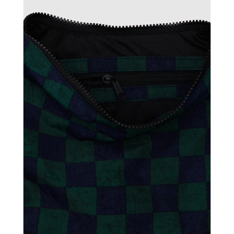 BAGGU Medium Nylon Crescent Bag - Navy Green Check