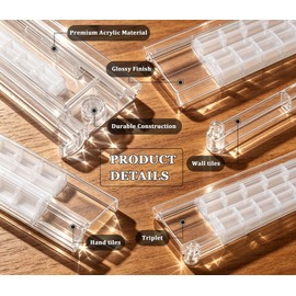17.3" Acrylic Mahjong Racks with Pushers Set of 4, Clear Mahjong Tile Rack