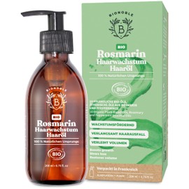 BIONOBLE Organic Rosemary Oil for Hair - Hair Oil Rosemary Against Hair Loss & For Beard Care - Scalp Oil for Care & Regeneration - Vegan Rosemary Oil - 200 ml