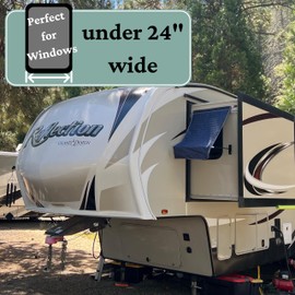 Removable RV Window Awning- Detachable for Slide-Out 24" Max - No Drilling Required Universal Camper Mounted Magnet Sun Shade for RV or Camper (Black)