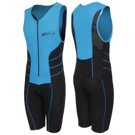 Deux Roues - Traje de triatlón juvenil para carreras de triatlón, traje de ciclismo para bicicleta, para correr, cinturón de carreras extra (azul, juvenil 10)