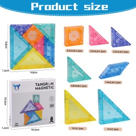 Tangram Magnetic Toy Children, Tangram Magnetic for Children from 3 Years, Montessori Toy, Magnetic Game & Creative Puzzle, Montessori IQ Games & Educational Toy in Book Format