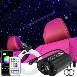 AKEPO 6W Mini Size Twinkle RGBW APP Control Fiber Optic Lights, 200pcs 0.03in 6.5ft/2m Music Activated Optical Fiber Star Ceiling Light Kit for Car Headliner Star and Home
