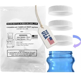 Threaded/Screw-On Caps for 3 and 5 Gallon Water Bottle Jugs (3 pk) (53mm, White)