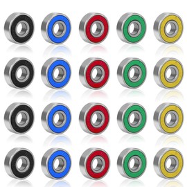 Rybtd 20PCS Ball Bearings Frictionless Color Miniature Metal Bearings ABEC-9 608 2RS Couble Shielded Bearings Stainless Steel Bearings are Suitable for Long Skateboards Four-wheel Skates Wheels