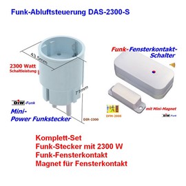 DIW-Funk DAS-2300-S Exhaust Control Window Contact Switch DFM-2000 + DIR-2300 Wireless Plug for Cooker Hood Fireplace Oven
