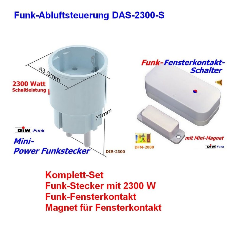 DIW-Funk DAS-2300-S Exhaust Control Window Contact Switch DFM-2000 + DIR-2300
