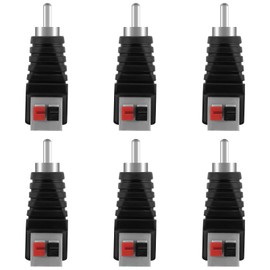 AXFEE 6PCS RCA to Speaker Wire Adapter, RCA-Male to AV 2 Screw Female Adapter, Phono Jack Rca Speaker Wire Connectors, Video Audio Spring Press Type Balun Suitable for CCTV