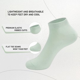 SERISIMPLE Women Viscose Bamboo Ankle Socks Low Cut Thin Sock Lightweight Pastal Color Soft Sock 5 Pairs(Mint Green, Large)