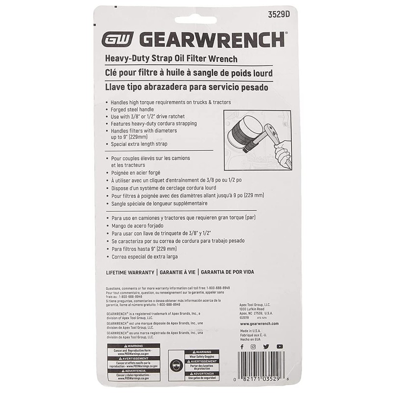 GEARWRENCH Heavy-Duty Oil Filter Strap Wrench | 3/8" & 1/2"