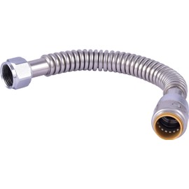 SharkBite Max 3/4 Inch x 3/4 Inch FIP x 12 Inch Stainless Steel Corrugated Flexible Water Heater Connector, Push to Connect Brass Plumbing Fitting, PEX Pipe, Copper, CPVC, PE-RT, HDPE, URSS3088FX12