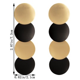 QUSIJIA Gold Black Fashion Long Statement Drop Earrings Multi Heart Drop Dangle Earrings Geometric Drop Earrings For Women (circle)