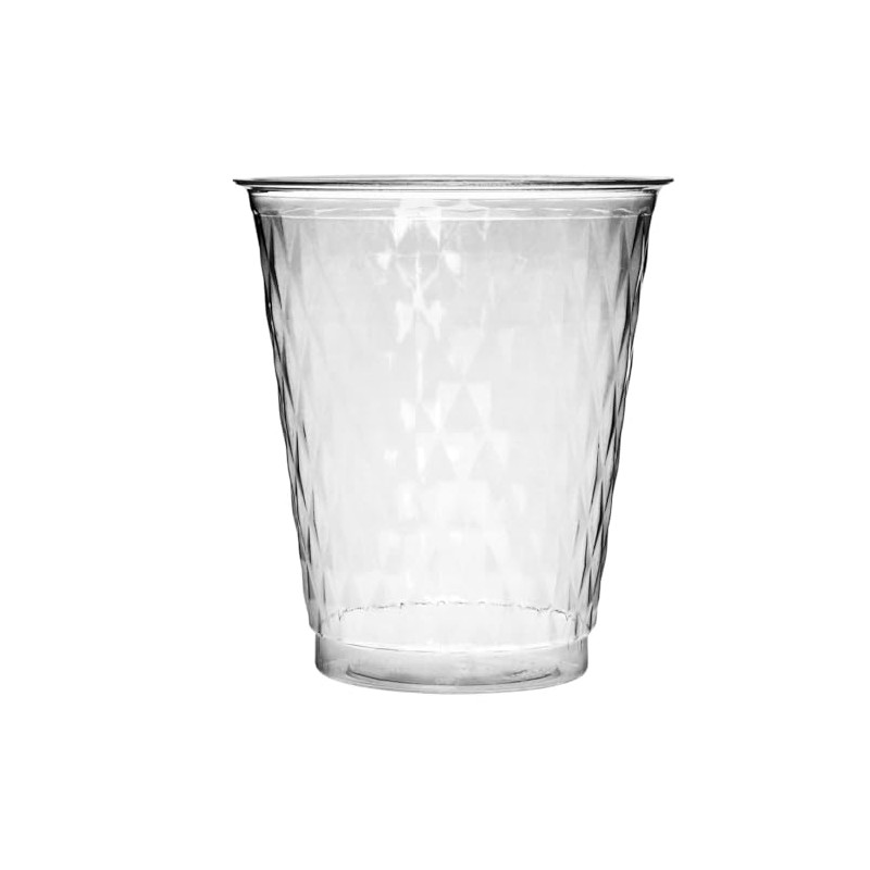 DecorLine Elegant Clear Plastic Diamond Cups - 8 oz (Pack