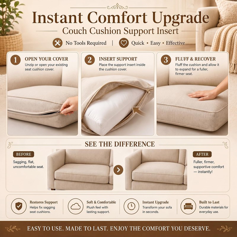 Couch Cushion Replacement 22" x 24" x 6" Sofa Cushion