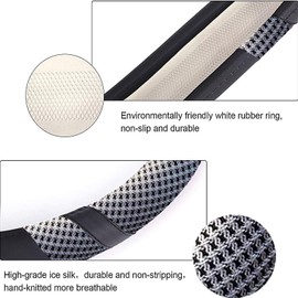 Lifetooler Auto Lenkradbezug Leder Ice Silk Universal 38cm(15") Lenkradhülle Atmungsaktiver Anti Rutsch Steering Wheel Cover für Auto Van Truck SUV (grau)