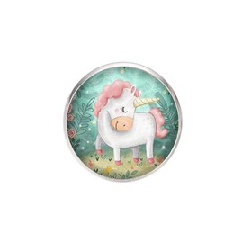 Verstellbarer Edelstahlring, 25mm Durchmesser, Handgemachte Illustration Einhorn