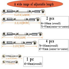 XZSNLYZ 2023 Stainless Steel Turnbuckles Tie Rods for 1/10 Traxxas 4X4 Slash VXL,Hoss 4X4, Rustler VXL,Stampede VXL,X-01,Bigfoot,Bandit/VXL,RC Car Hops Up Parts(Silver)