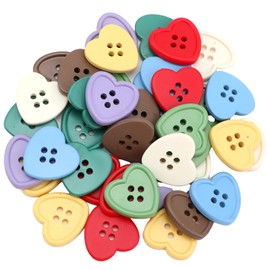 40 PCS 0.9" Resin Heart Buttons, Colorful Heart Shaped Buttons for Sewing Clothing Knitting Crafts Decoration (23mm, 8 Colors, 5 Pcs/Color)