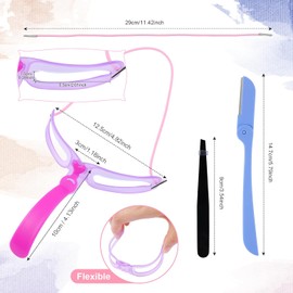 4 plantillas para cejas, 8 estilos, plantilla de cejas, kit de modelado de cejas, lavable, reutilizable, plantilla para modelar cejas con asa, pinzas de acero inoxidable y maquinilla de afeitar plegable