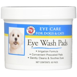 Miracle Care Eye Wash Pads For Dogs And Cats Made In USA, Soft Pet Wipes For Gently Cleaning Eyes, Sterile Cat and Dog Wipes Formulated To Remove Eye Debris, 90 Count