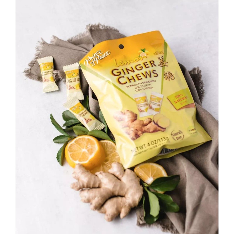Prince of Peace Ginger Chews Candy with Lemon (100%Natural) 4oz(Pack