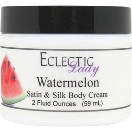Eclectic Lady Watermelon Satin and Silk Cream, Body Cream, Body Lotion, 2 oz - Shea Butter, Aloe, Silk Amino Acids, Vitamin E, Phthalate-Free, Handcrafted in USA - Perfect For Women