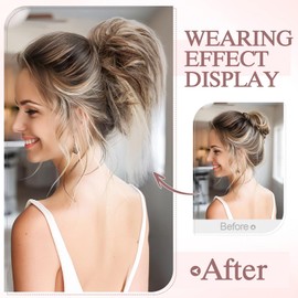 SEGO Haarteil mit Gummiband Echthaar Dutt Haarteile Haargummi mit Haaren Extensions Pferdeschwanz Zopf Hochsteckfrisuren # 06