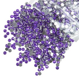 qiipii 1550PCS 5mm Dark Purple Crystal Resin Rhinestones for Crafting Deep Purple Flatback Stones Bulk SS20 Non-Hotfix Diamonds Crystals Gems Charms Supplies for Tumblers Bottle Cup DIY Crafts Decor