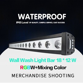 SHEHDS Wall Wash Light Bar/Strip IP65 Waterproof LED 18x12W RGBW 4IN1 Stage Light Bar 40° Beam Angle Aluminum Shell Outdoor DMX512 Horse Race Strobe DJ Lights Bar/Strip for Party Disco