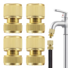 4 Stück Messing Schnellverbinder für 1/2 Zoll Garten Wasserschlauch Schnellverbinder Kit Premium Massiv Messing Schlauchendadapter Auslaufsicher Hochdruck für Outdoor Wasserhahn Bewässerung Küche