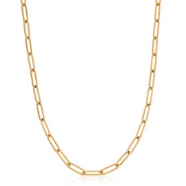 Abbott Lyon Paperclip Chain Necklace for Women - Gold Necklaces for Women with Anti-Tarnish Coating - 16-18 Inch Versatile Link Chain for Layering or Solo Wear (Gold)