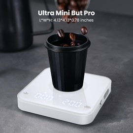 Maestri House Mini Coffee Scale with Timer, USB-C Rechargeable Espresso Scale, 2kg/0.1g Accurate Scale for Espresso and Pour-Over Coffee, Portable Digital Kitchen Scale with Auto Timer (White)