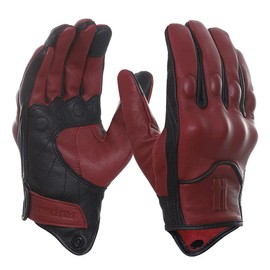 Harssidanzar Mens Full Finger Goatskin Leather Touchscreen Motorcycle Gloves GM028A, Oxblood/Black, Size XXL