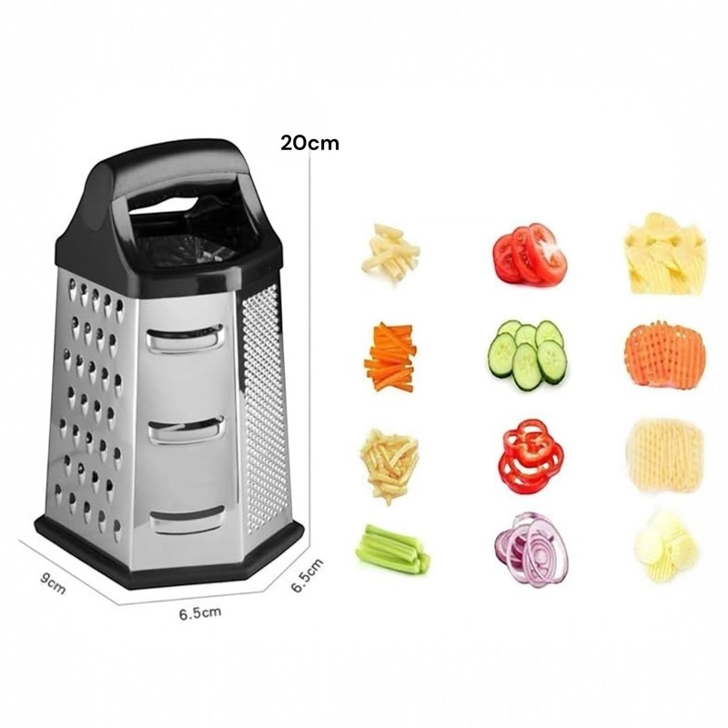 Zester 5404337 Hexagonal Cheese Grater with Non-Slip Base, Multi-Purpose Stainless