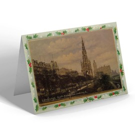 CHRISTMAS CARD - Vintage Scotland - Edinburgh. Scott Monument looking E. (b)