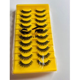 Leilanis Beauty Russian Strip Lash Set, 10 Pairs, 3D Curl, Lightweight Faux Mink, Cat Eye Shape (DD1002), Transparent