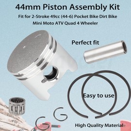 Amavoler 44mm Piston Ring Kit Aftermarket Replacement Parts Fit for 2-stroke 49cc (44-6) Pocket Bike Dirt Bike Mini Moto ATV Quad 4 Wheeler