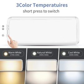 Miady RV LED Interior Light 1500 Lumen 16.5" x 6.3", Thin 12Volt Ceiling Lights with 5 Levels of Dimming and 3 Color Temperature 3500-6500K Switches, for Car/Trailer/Camper/Boat, Pack of 2 (White)