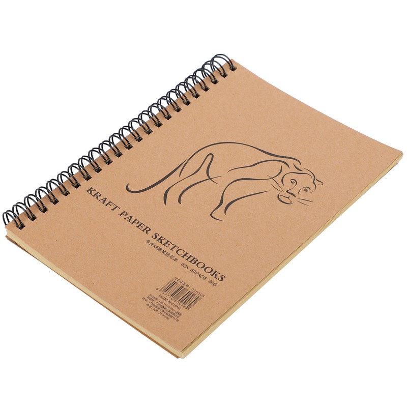 4Pcs Kraft Paper Sketchbook Retro Sketch Pad HandPainted Thick Art