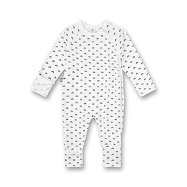 Sanetta Boys Jumpsuit White Car Allover | Practical and Comfortable Organic Cotton Romper for Boys. Baby Jumpsuit, beige
